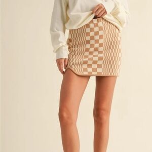 Checkered Tan and Cream Skirt